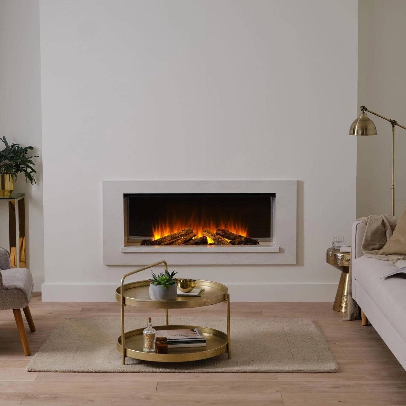 Holbury 1200 - Vit Marmor Elektrisk Kamin