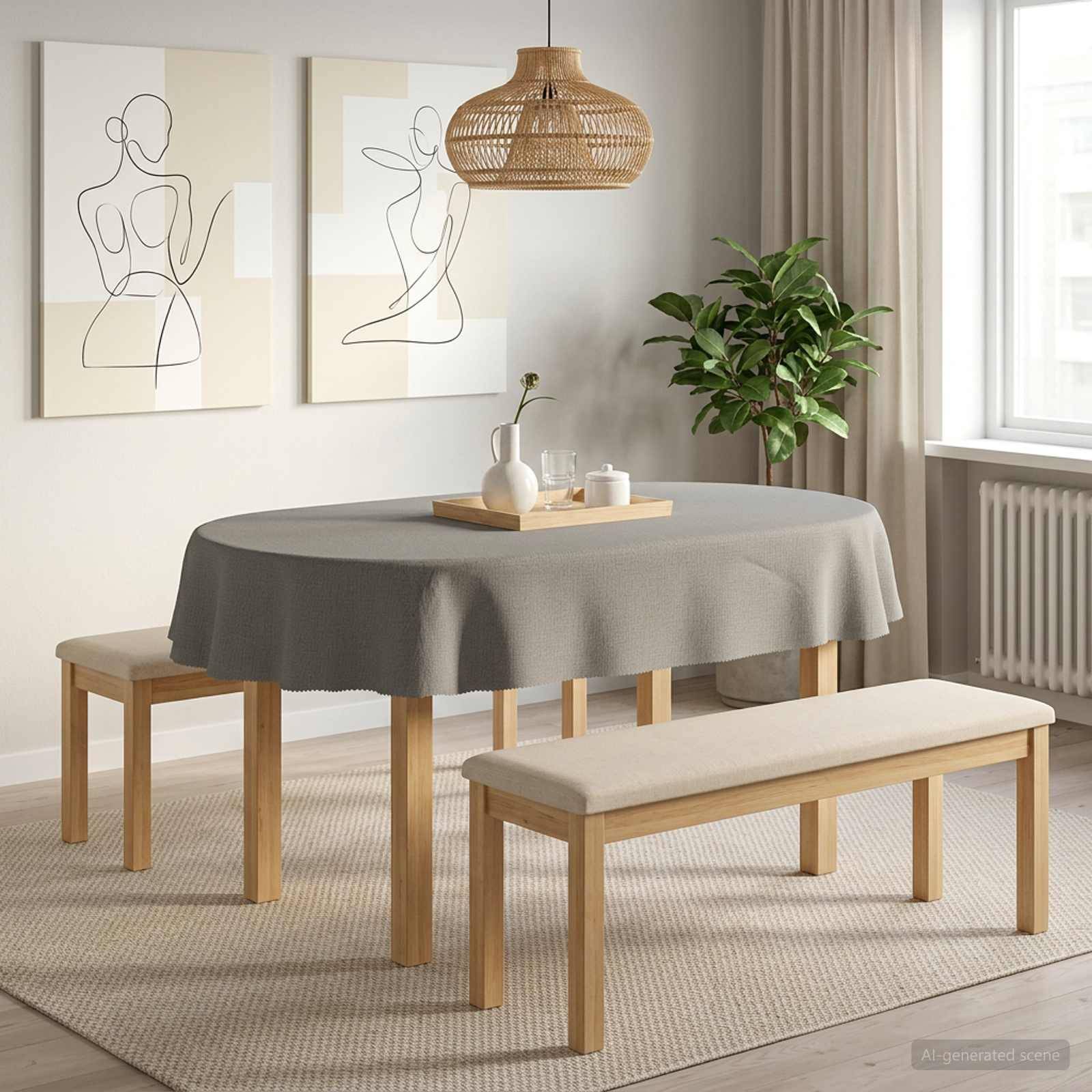 vidaXL Bordduk Oval Ljusgrå 130 x 180 cm