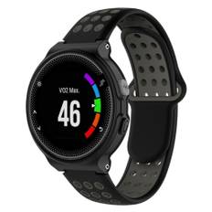 26mm Garmin Forerunner 735XT / 220 / 230 / 235 / 620 / 630 tofarvet silikone Urrem - Sort / Grå