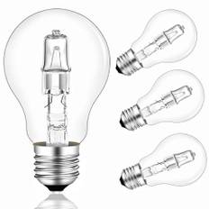 Caldarax 4 Stück E27 42W Halogenlampe Dimmbar, A55 Classic Klar E27 Halogen Glühbirne 42 Watt, Warmweiß 2700K Globe E27 Halogen Leuchtmittel für Deckenlampe, Tischlampe, Stehlampe, AC 220-240V