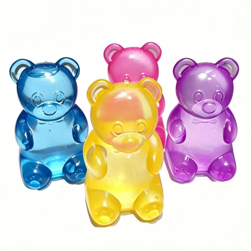 Färgglada Gummy Bear Maltosfudge Klämleksaker Jelly Bean Gummygodis Fidget Handavslappningsleksak Anti-Stressavlastning för Vuxen