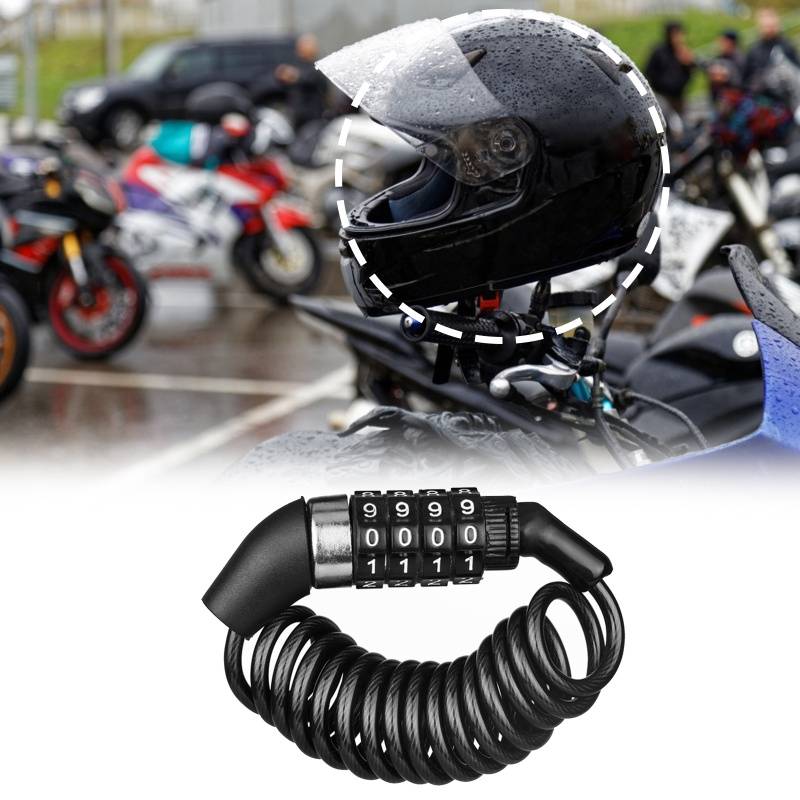 Bicycle Helmet Password Lock Portable Bicycle Durable Steel Thickness Wire Lock Mountain Bike Extensibility Safety Lock Line Bike Parts