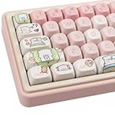 Hyekit PBT-tangenter för mekaniskt tangentbord – 145 tangenter rosa gris-tangenter, färgsublimering söta tangenter MOA-profil anpassade tangenter för Cherry Gateron MX-brytare, för Mac Windows