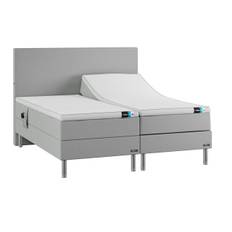 Temprakon boxelevationsseng inkl. sengeben (Light Grey, Aluminium sengeben, B180 x L200 cm, 2 enkelte topmadrasser)