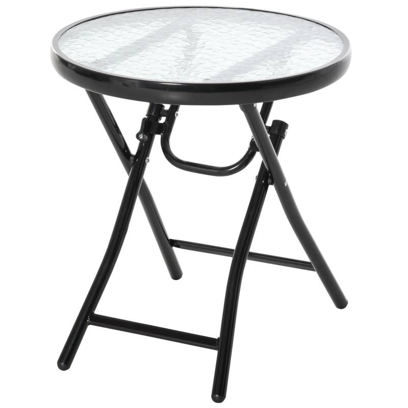 Trädgårdsbord glasskiva hopfällbar Ø45 cm