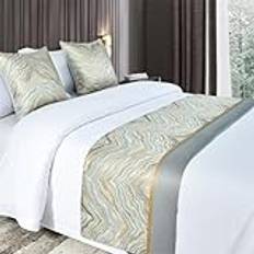 Sänglöpare scarf sängöverdrag mjuka och trendiga silkeslen och tjockt sängskydd för sängfot, sänghandduk dekoration för hotell, hem - guld grå ||50x180 cm(1,2 m säng)