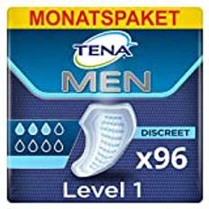 TENA Men Absorbent Protector Inkontinenzeinlagen, Level 1, für leichte Blasenschwäche, 96 Inkontinenzeinlagen (12 x 8 Packungen) für Männer, speziell entwickelt , Länge 23 cm