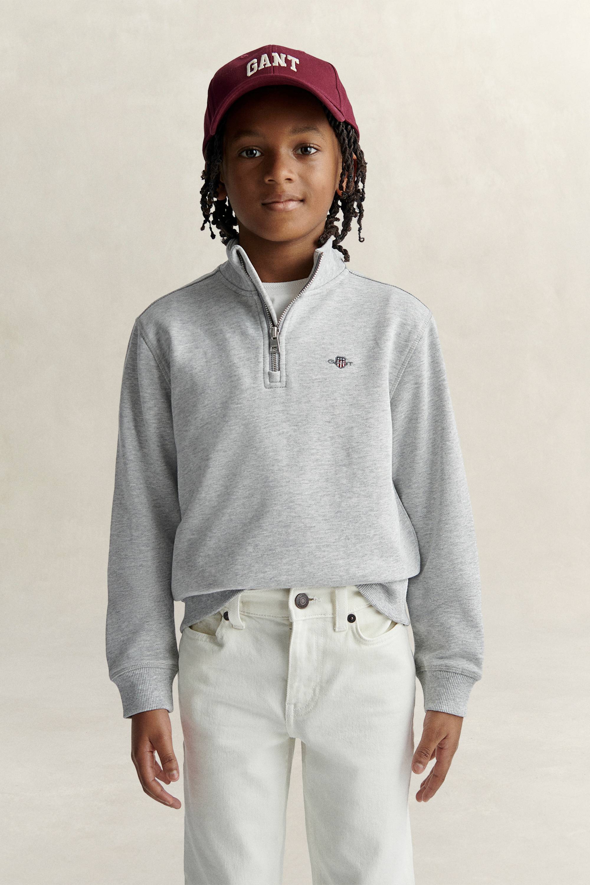 GANT Tonåring Teen Boys sweatshirt med half-zip (176) Grå MELANGE
