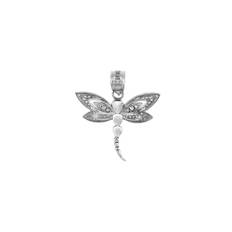 Dragonfly Charm Pendant Necklace in 9ct White Gold - white gold