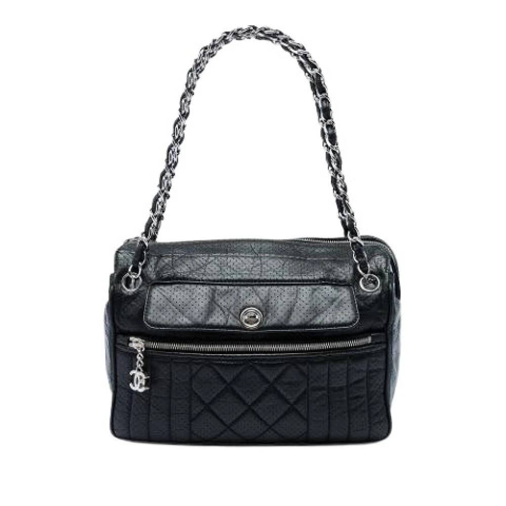 Chanel Vintage Pre-owned Perforated Leather Shoulder Bag - Vintage - Dame - Sort - ONE SIZE - Uld