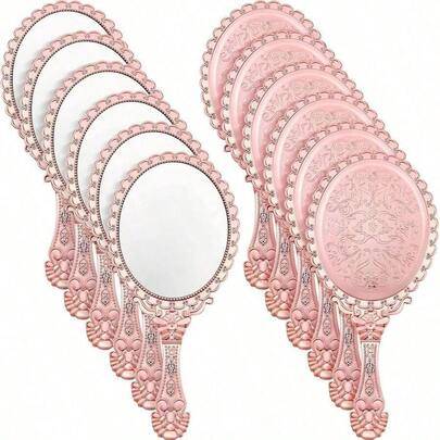 1/4/10/20 st vintage handhållen sminkspegelset, liten med präglad design i guld/silver/roséguld, bärbar sminkspegel, perfekt för prinsessafester och r - Multifärgad (L)