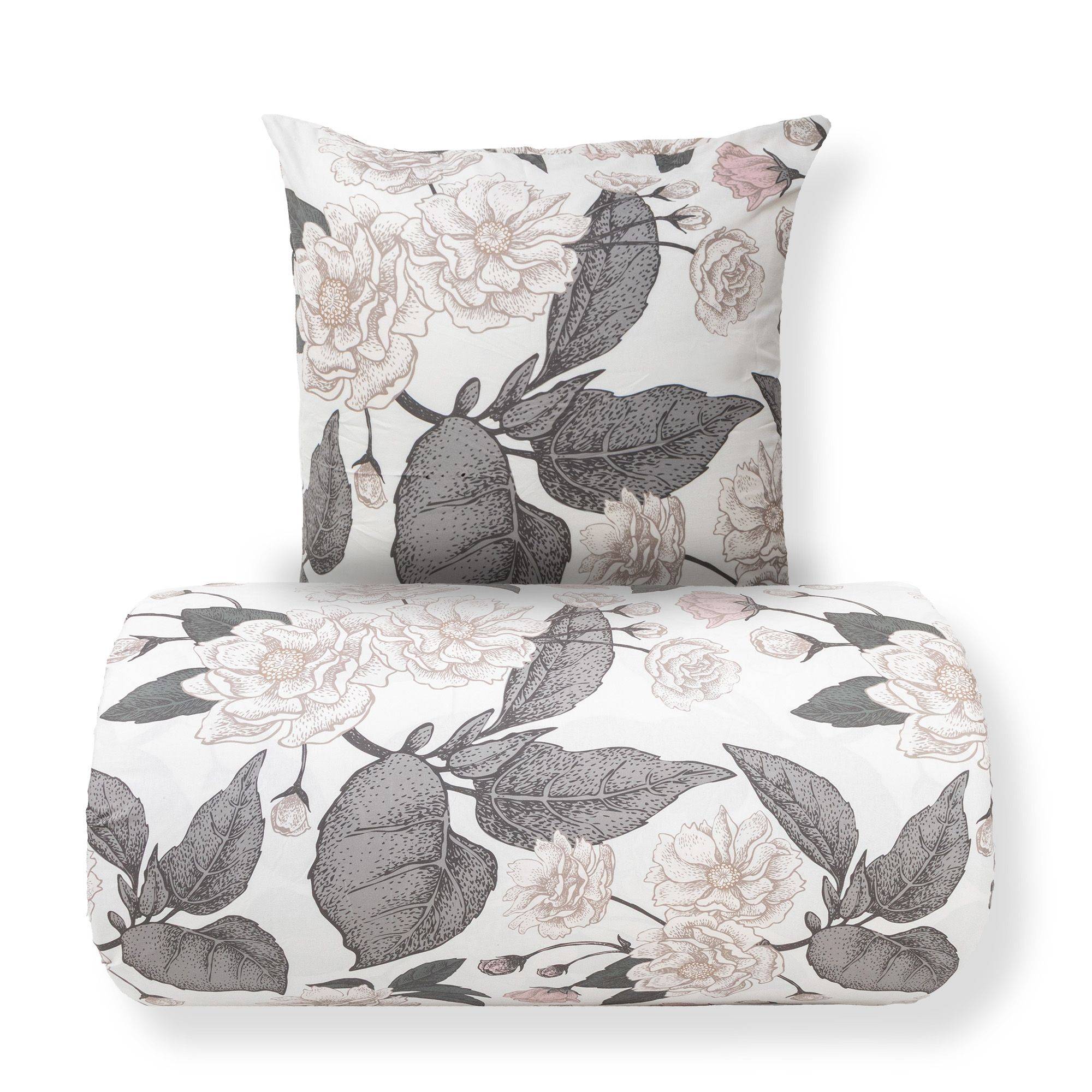 Dobbelt sengetøj 200x220 cm - Microfiber - Beige blomstret print