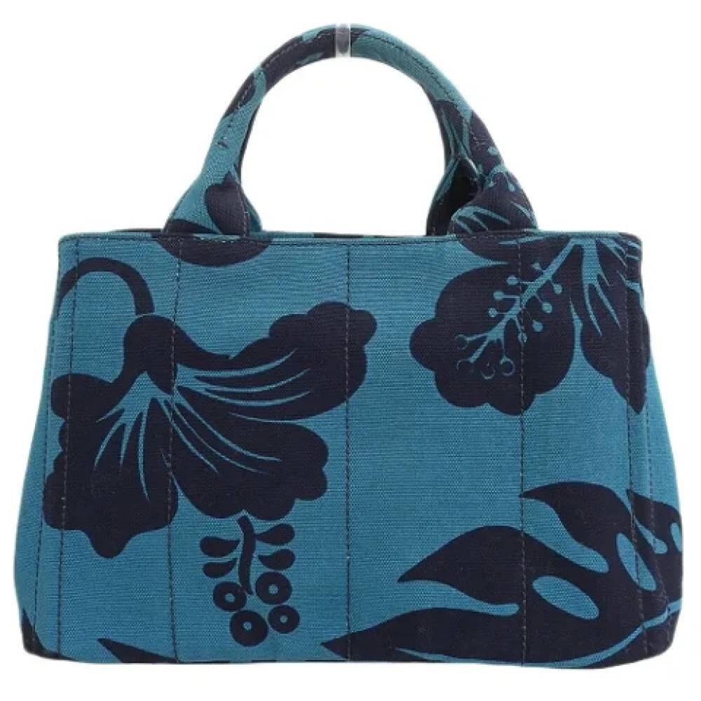 Prada Vintage Pre-owned canvas håndtasker - Vintage - Dame - Blå - ONE SIZE - Tyl