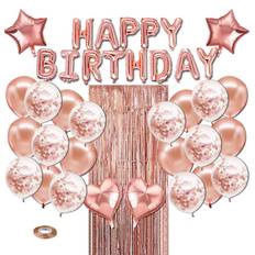 Rose Gold Birthday Party Decorations Set Girls Women Baby Birthday Party Supplies Happy Birthday rosa guld färg