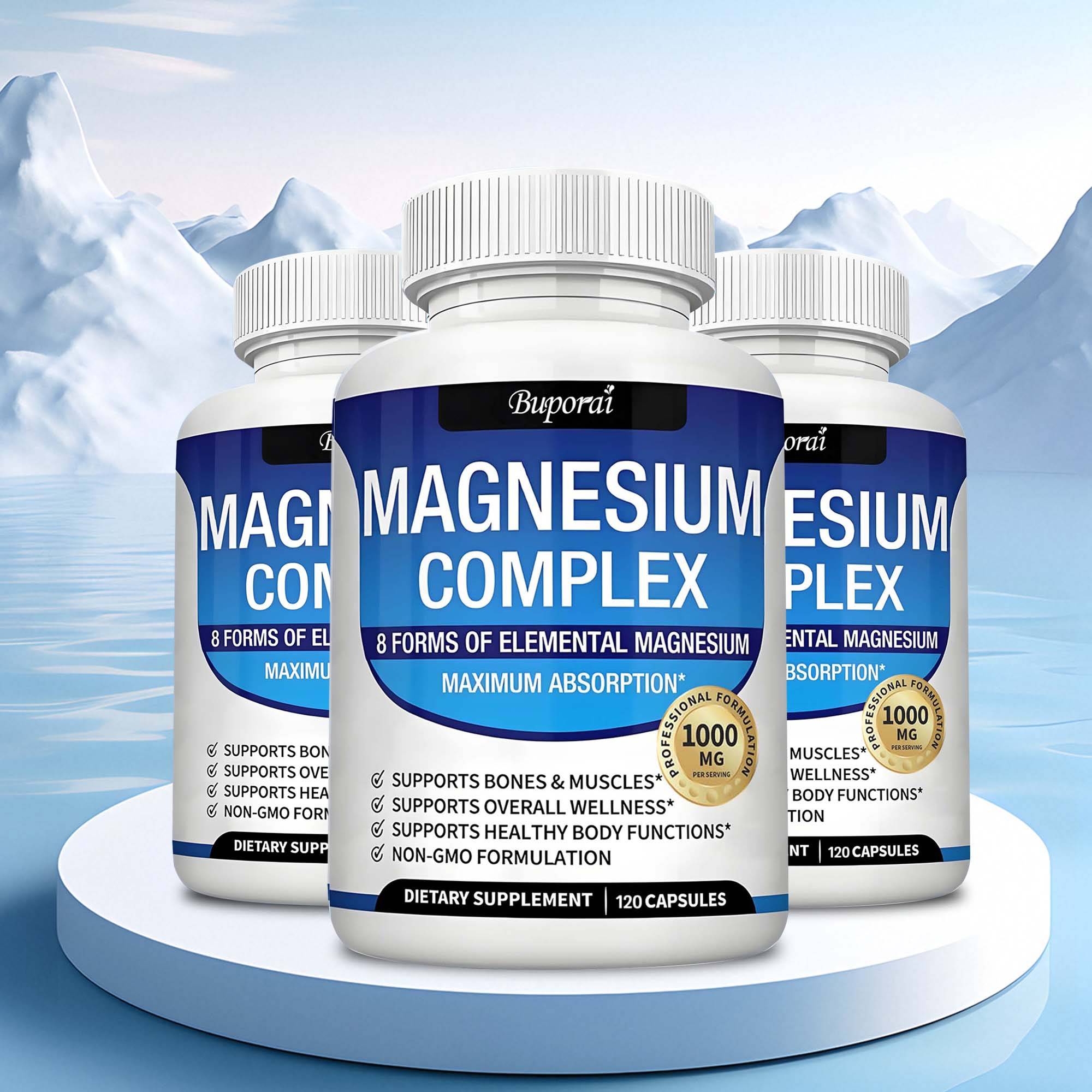Kombinerade magnesiumtillskott, inklusive magnesiumcitrat och magnesiumkarbonat; former av magnesium; kosttillskott.