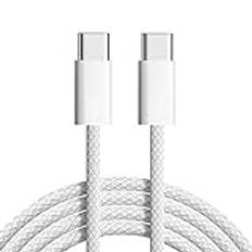 PRENDELUZ USB C-laddningskabel vit, 1 m, 60 W, kompatibel med Android och iPhone