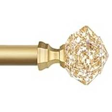 Gardinstång guld 80 till 148 cm, HOTOZON 19 mm, utdragbar gardinstång med fästen och genomskinliga diamantfoemiga ändstycken, gardinstång för sovrum, vardagsrum, matsal, kök, kontor