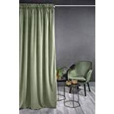 Eurofirany Kristi gardin i sammet, mjukt veckband – 1 st. Dick 330 g/m² ädel elegant slät enfärgad fluffig modern klassisk pastellfärg vardagsrum sovrum, grön, 140 x 270 cm 1 x gardin