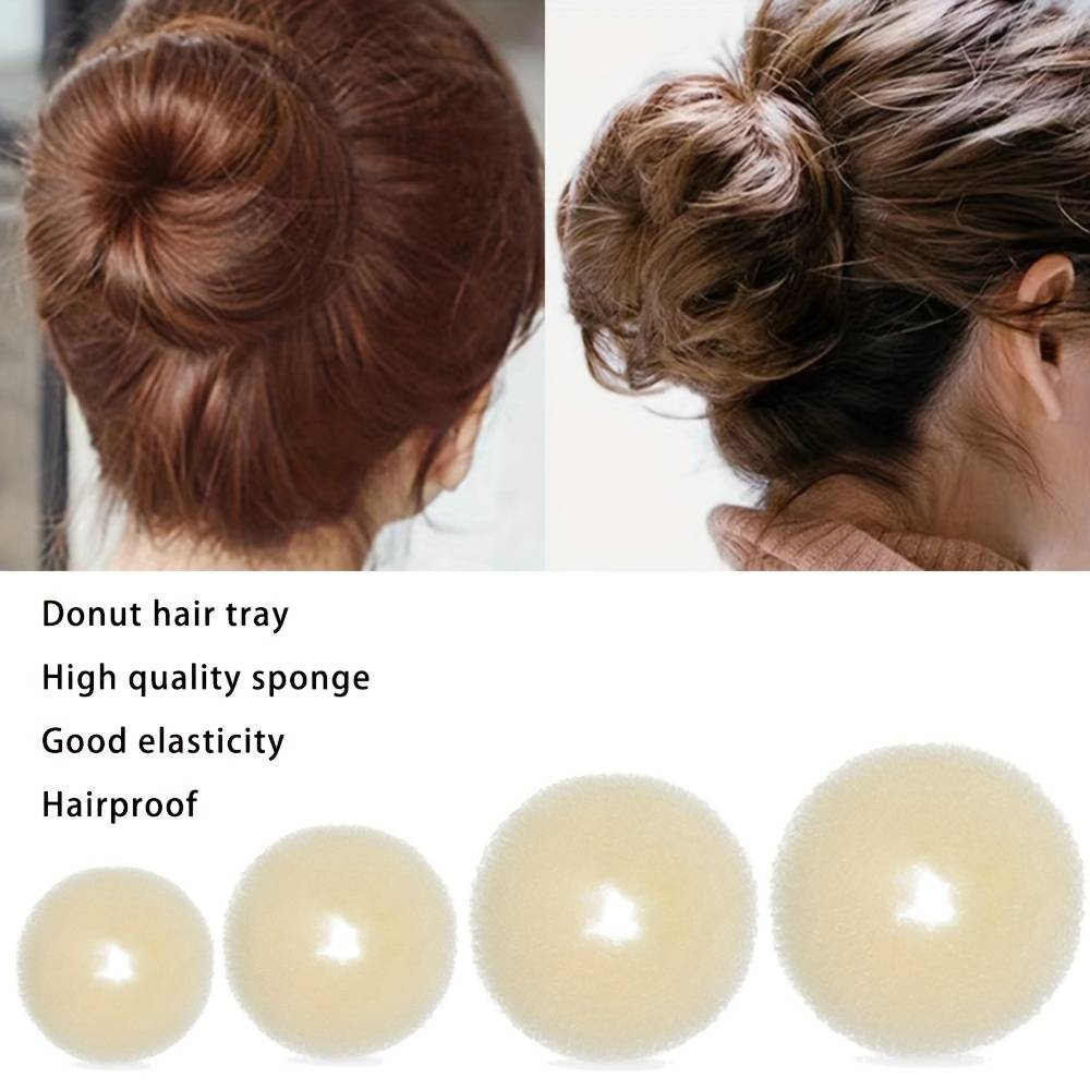 TEMU 4pcs Hair Bun Maker Set, Donut Bun Maker Set With 4pcs Dark Brown &4pcs Beige(1 Extra-large,1 Large,1 Medium And 1 Small),