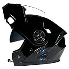 Bluetooth -integrerad motorcykelhjälm DOT/ECE -godkänd, Street Bike Racing Crash -hjälm för män och kvinnor, Modular Flip Up MC -hjälm, 1,M=(55~56CM)