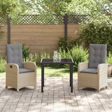 vidaXL 3-dele have spise sæt med puder beige poly rattan