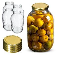 KADAX Alarm burkar 5 l, glasburk för insättning, konserveringsburkar för skruvlock, fallglas, syltglas, förvaringsglas, glasburk, runda glas (guld, 4 stycken)