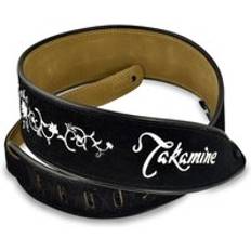 Takamine Guitar Strap Black Suede & Embroidered Grassflower
