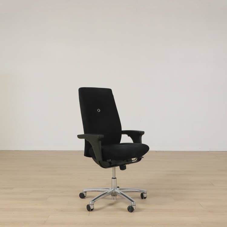 Kontorsstol XO - Svart Skick 3 - med armstöd utan nackstöd ( Alcantara)