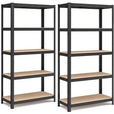 SONGMICS 5-Tier Heavy-Duty Shelving Units, Set of 2 Steel Shelving Units for Storage, Boltless Assembly, for Garage, Shed, Load Capacity 1929 lb Each,