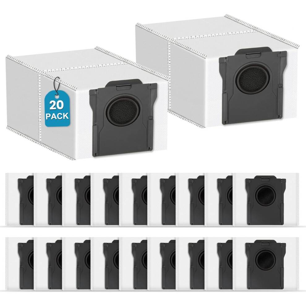 20 stk. 3,2 l kulstofadsorptionsstøvposer med stor kapacitet, kompatibel med Dreame X50 Ultra/X40 Ultra/X30 Ultra/L50 Ultra/L40 Ultra/L10s U