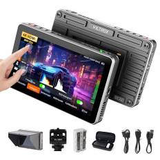 VILTROX DC-X2 2000 Nit Kamera Field Monitor, Touchscreen 6 Zoll 4K HDMI DSLR Kamera Monitor mit Sonnenschutzhaube 2200 mAh Akku, 3D Lut Full HD 1980 x 1080 IPS Focus Peaking Video Monitor für Camera