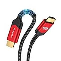 JSAUX HDMI-kabel 10 meter, lång fiberoptisk HDMI 2.1-kabel 8k Highspeed 48Gbps 8K@60Hz, 4K@120Hz, UHD HDR 10+, eARC, Dolby Vision, 3D, VRR, kompatibel med PS4, PS5, 8K Gaming, TV, Blu-ray-spelare