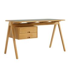 &Tradition - Daystak Desk RD3 W61 H71 cm Honey stained beech frame Nano laminate Verde Comodoro 0750 - Skrivbord - Robin Day - Grön - Laminat/Trä