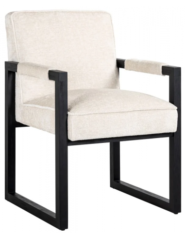 Beck spisebordsstol i asktræ og chenille H90 cm - Sort/Cremehvid