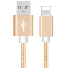 Tygklädd Lightning USB-kabel - Guld - 3 m