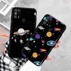 Black Case for Xiaomi Redmi 13C Note 9 iPhone XR 7 8 14 15 11 12 13 X XS Pro Max Samsung A25 S23 S24 FE Ultra Plus Planet Xiaomi Poco C3 mörk marinblå