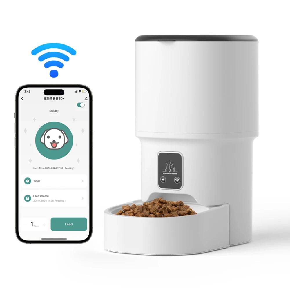 Automatic Pet Feeder with Camera & 2.4G WiFi | LCD Display | Cat & Dog Food Dispenser - WIFI model