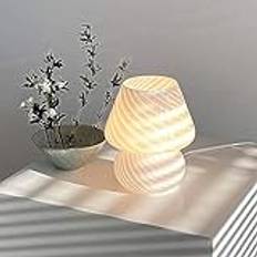 Italiensk stil modern virvel svamp lampa genomskinligt glas bord sänglampor för heminredning vit 19 x 15 cm