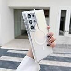magnetiskt trådlöst laddningsfodral lämplig för Samsung Galaxy S25 S24 S22 S23 Ultra S23 FE Plus linshållare, vit, för Samsung S22