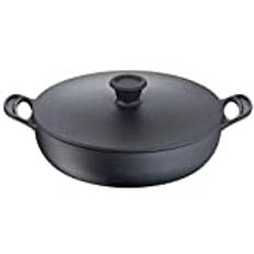 Tefal Jamie Oliver Premium gjutjärn stål 2 handtag 30 cm + lock, säker matlagning, emaljerad beläggning, homogen kondensationsfördelning, ugnssäker induktion E2139955