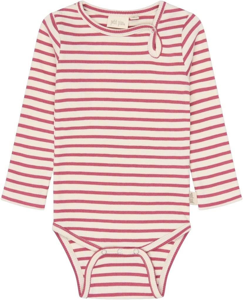 PETIT PIAO Ppsky L_S Body Stl. 56 cm unisex - Långärmad Från Magasin - Mauvewood Striped (56 cm)