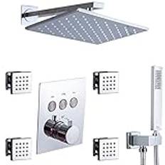 shower system concealed thermostatic shower set rainfall shower head and hose set chrome