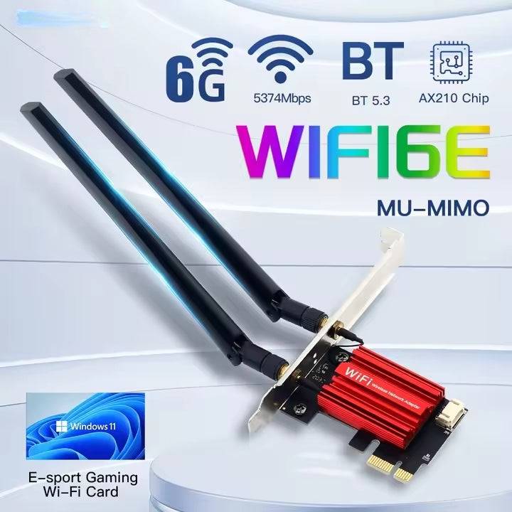 NÖRDIC PCIe AX210 Wi Fi Card, Tri Band 6Ghz 5GHz 2.4GHz Internal Network Card, 5400Mbps PCIE 8DB Bluetooth 5.3 Adapter