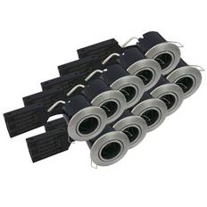 Nordtronic Fast Install ECO indbygningsspot, 10 stk/pakke, GU10, rund, børstet aluminium inkl. Nordtronic Long Life, 3000K, 360lm, CRI>90, 40.000 time