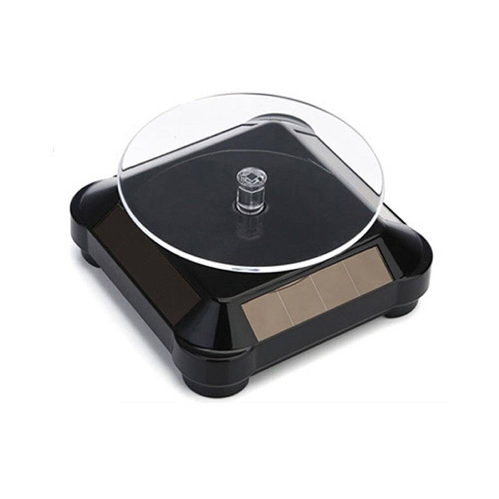 Solar showcase 360 automatisk roterande skivspelare smycken organisatör halsband armband klocka telefon display stativ xin-shippi - Svart