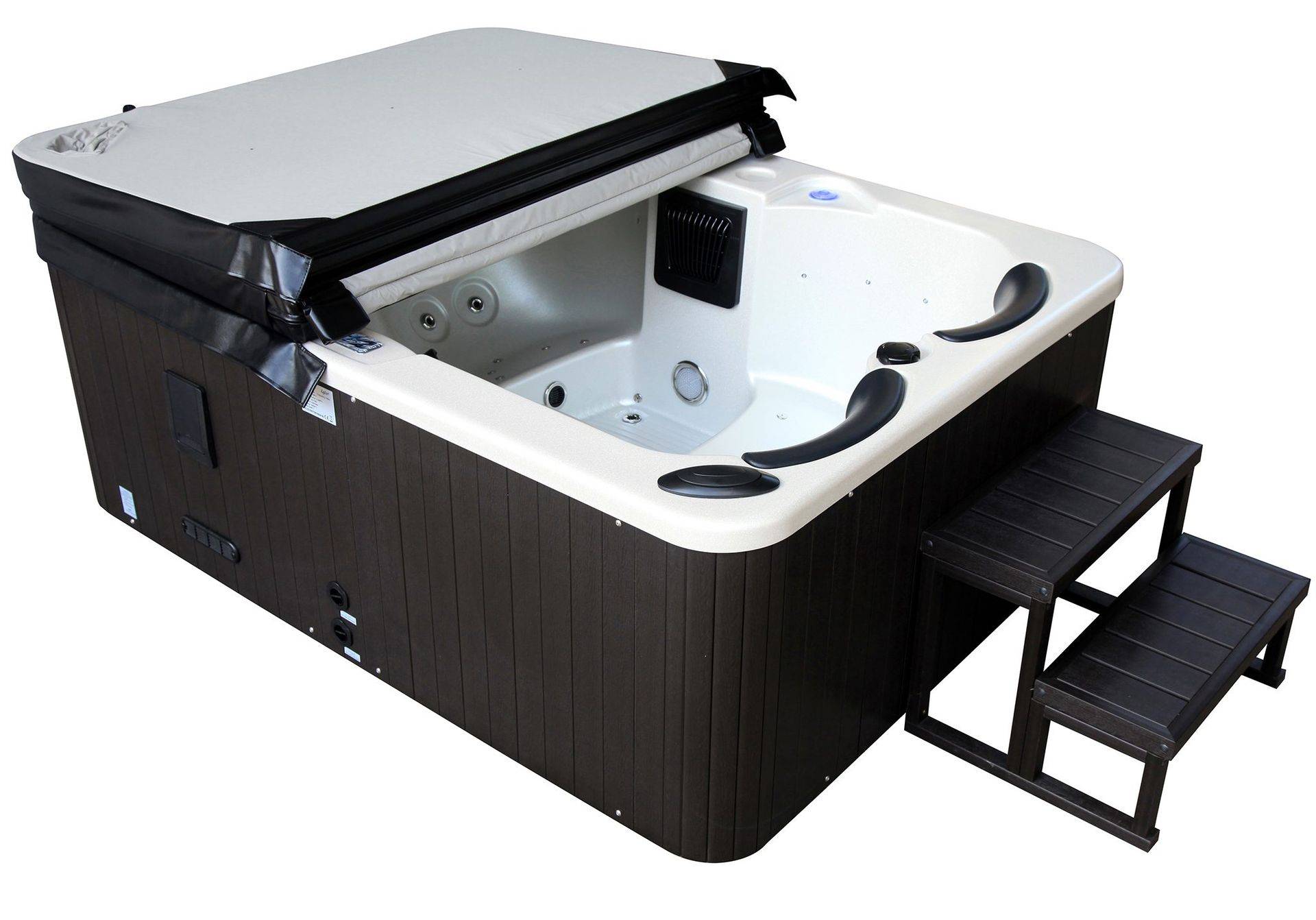 Spabad Relaxio - 4 personer | Lyfco Utespa Vit,Svart Metall