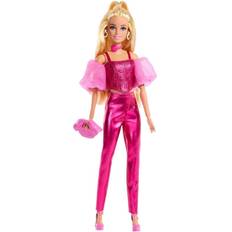 Barbie Deluxe Style dukke med bukser og korsæt med ballonærmer - pink metallic