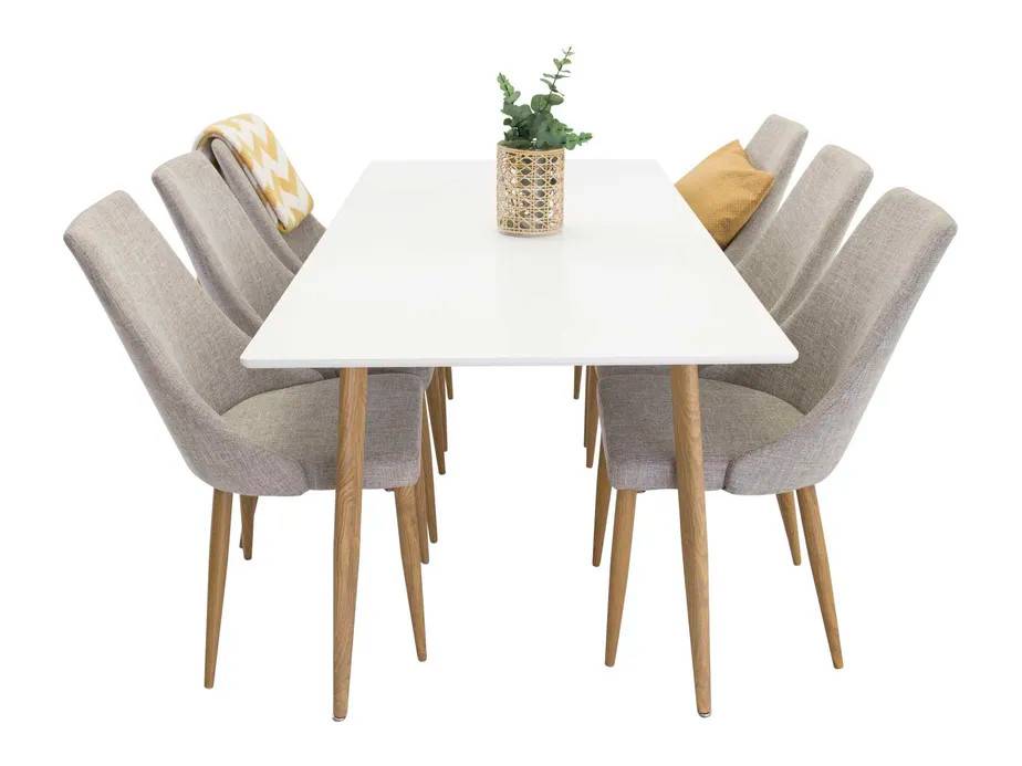 Venture Design Polar & Leone spisegruppe Hvid/grå 6 st stole & borde 180 x 90 cm