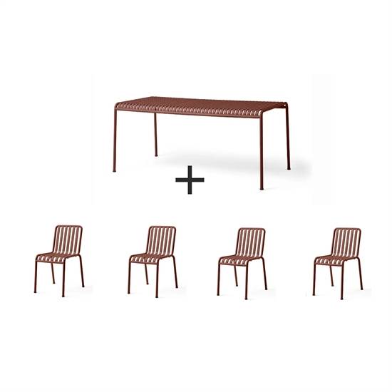 Hay - Palissade sæt - bord + 4 stole - Iron red