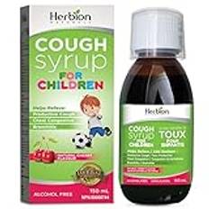 Herbion Naturals Cough Syrup for Children, Soothe Sore Throat, Natural Cherry Flavour, Suitable for Children 6 years and above, 150 mL